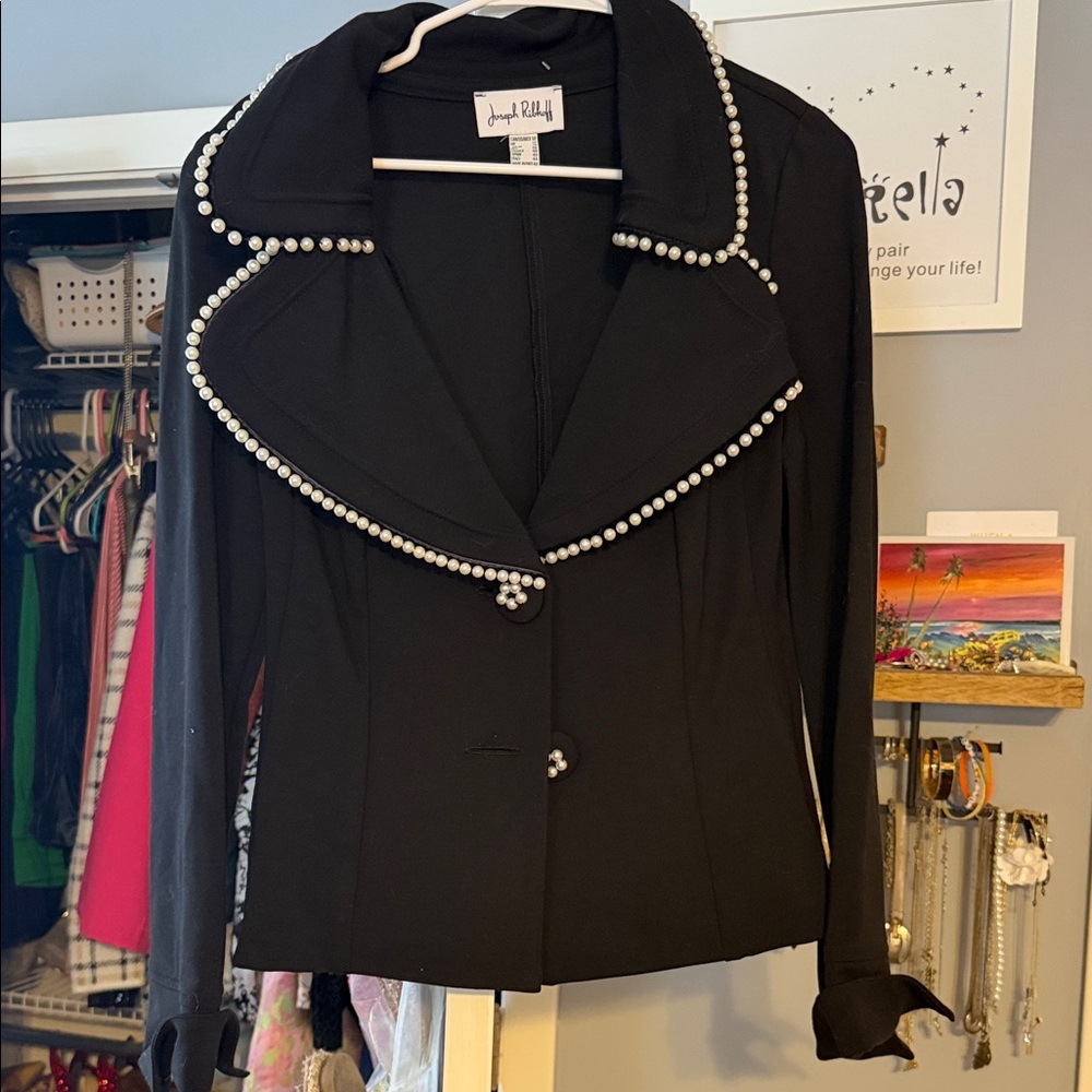 Joseph Ribkoff Black Jacket with Pearl Accents